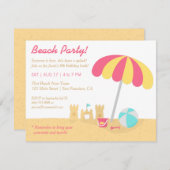 Kinder Fun Sandcastles Beach Verjaardagsfeest Kaart (Voorkant / Achterkant)