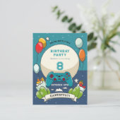Kinder GameFest verjaardagsuitnodiging Briefkaart (Staand voorkant)