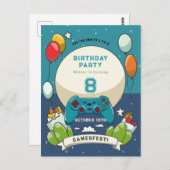 Kinder GameFest verjaardagsuitnodiging Briefkaart (Voorkant / Achterkant)