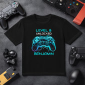 Kinder Gamer Gepersonaliseerd Level Up Verjaardag T-shirt