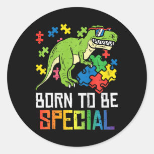 Kinder Geboren in de speciale Trex Puzzle Dino boy Ronde Sticker