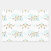 Kinder Geel Vliegtuig Vliegende Luchtvaart Verjaar Inpakpapier Vel (Voorkant 2)