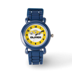 Kinder gele autonaam & ouderwets horloge