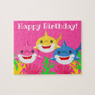 Kinder gele haai en familie Birthday Jigzaag Puzzl Legpuzzel