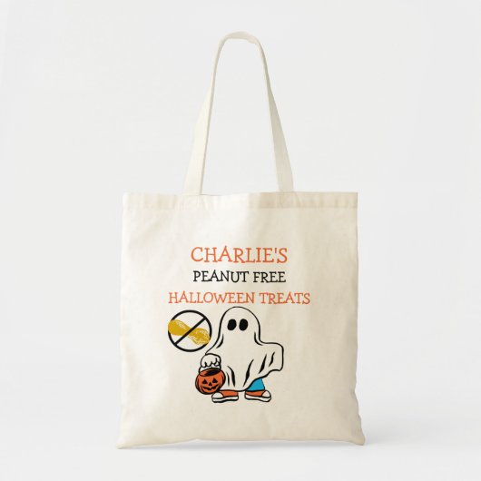 Kinder gepersonaliseerd Halloween Peanut Free Ghos Tote Bag (Voorkant)