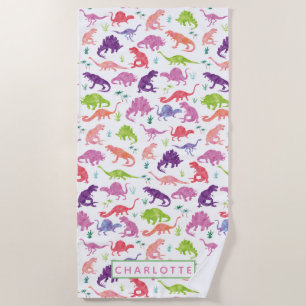 Kinder gepersonaliseerde Dinosaur Waterverf Patroo Strandlaken