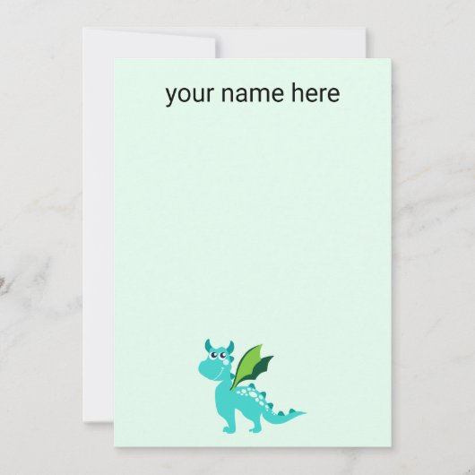 Kinder gepersonaliseerde Dragon Notecards Bedankkaart (Voorkant)