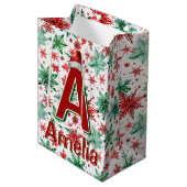 Kinder gepersonaliseerde kerst medium cadeauzakje (Voorkant Gekanteld)