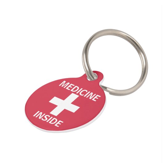 Kinder gepersonaliseerde medicijnen in noodinforma huisdierpenning (Zijkant)