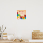Kinder gepersonaliseerde naam Cool Puzzle Poster (Keuken)