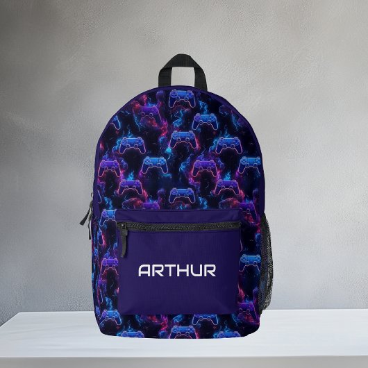 Kinder Gepersonaliseerde Neon Gaming Controller Pa Bedrukte Rugzak
