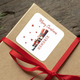 Kinder Gepersonaliseerde Notenkraker Kerst Vierkante Sticker