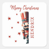 Kinder Gepersonaliseerde Notenkraker Kerst Vierkante Sticker (Voorkant)