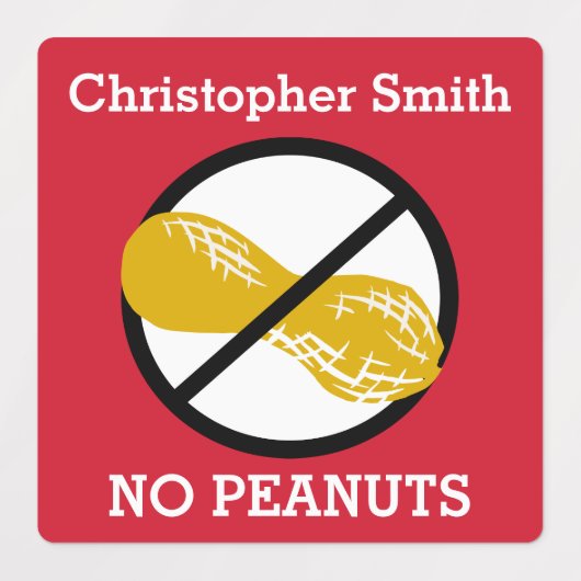 Kinder gepersonaliseerde pinda allergie symbool ge labels (Design 1)