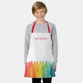 Kinder Gepersonaliseerde Rainbow Waterverf School  Schort (Gedragen)