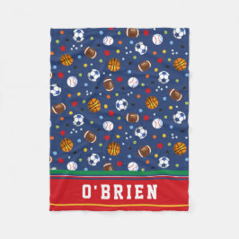 Kinder Gepersonaliseerde Rode Multi Sport Fleece G Deken