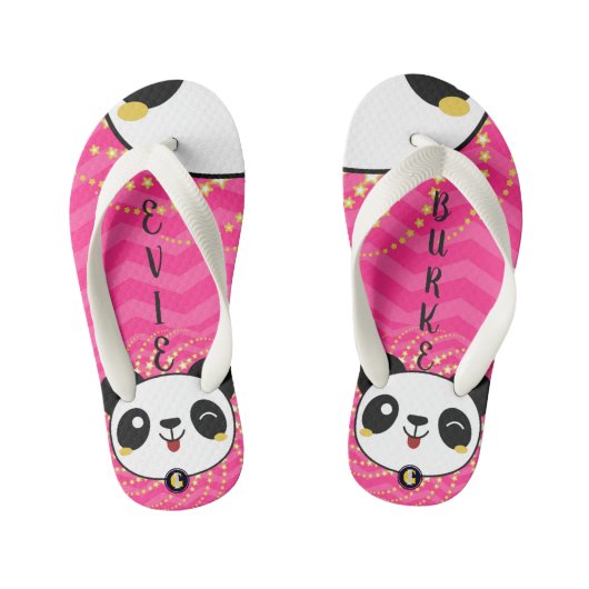KINDER gepersonaliseerde Teenslippers (Panda Fun) (Voetbed)