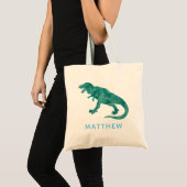 Kinder gepersonaliseerde Waterverf Dinosaur T-Rex Tote Bag (Voorkant (product))