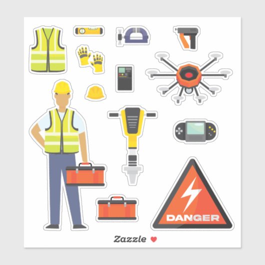 Kinder gereedschappen voor bouwvakkers sticker (Vel)