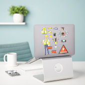 Kinder gereedschappen voor bouwvakkers sticker (Laptop op bureau)