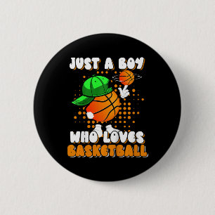 Kinder gewoon een jongen die houdt van bysketbyll ronde button 5,7 cm