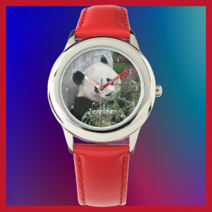 Kinder Giant Panda Watch, Rode Strap Horloge