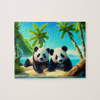 Kinder Giant Pandas Jigzaag Puzzle - Tropisch Legpuzzel