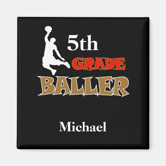 Kinder Gift School Basketbal Grade Level Magnet Magneet (Voorkant)