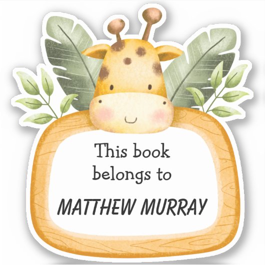 Kinder Giraffe Gepersonaliseerde Referentie Sticker (Voorkant)
