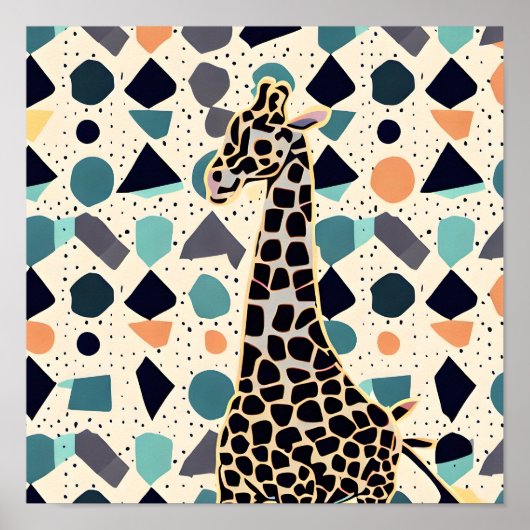 Kinder Giraffe Kleurrijke Stippen Poster (Voorkant)
