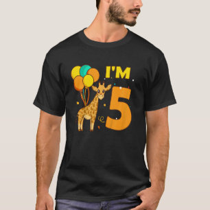 Kinder Giraffes Dierenliefdesmeisje Ik ben vijf ja T-shirt