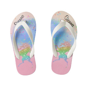 Kinder Glitter Unicorn Persoonlijke Teenslippers