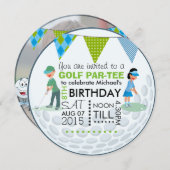 Kinder Golf Theme Birthday Foto Kaart (Voorkant / Achterkant)