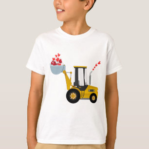 Kinder graafmachine met Valentijnsdagen voor harte T-shirt