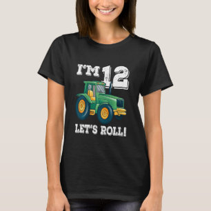 Kinder groene Boerderij Tractor 12e verjaardag Yea T-shirt