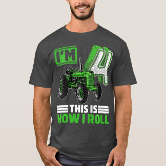 Kinder groene Boerderij Tractor 4e verjaardag vier T-shirt
