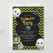 Kinder groene Halloween Party Kaart (Voorkant)