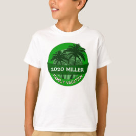 Kinder groene palmboom Custom Name Vakantie Tshirt