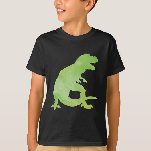 Kinder groene Waterverf Dinosaur T-Rex T-shirt (Voorkant)