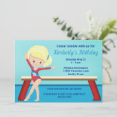 Kinder Gymnastiek Cute Blonde Girls Birthday Kaart (Staand voorkant)