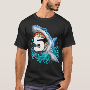 Kinder haai 5th Birthday Boys Funny Shark 5 ych T-shirt