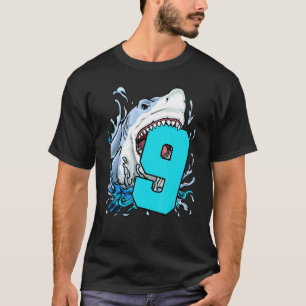 Kinder haai 9e verjaardag jongen 9 jaar oud oceaan t-shirt
