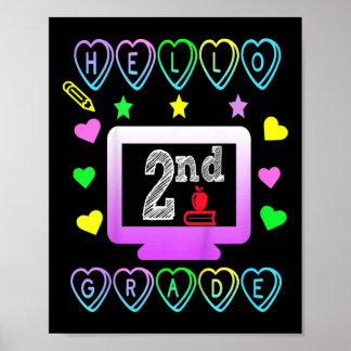 Kinder Hallo 2e klas eerste dag schoolplezier twee Poster