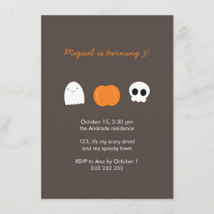 Kinder Halloween Birthday Foto Skull Ghost Pumpkin Kaart