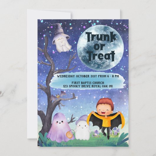 Kinder Halloween Custom Party Schattige Kaart (Voorkant)