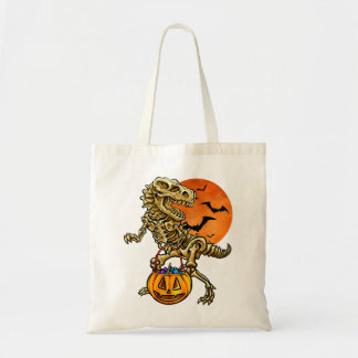 Kinder Halloween Dinosaur Skeleton Trick or treat  Tote Bag