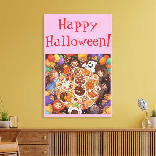 Kinder Halloween-feest Canvas Afdruk (Insitu (Woonkamer))