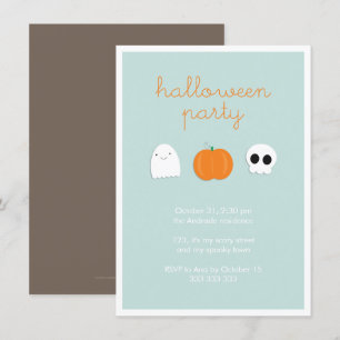 Kinder Halloween Party Cute Skull Ghost Pumpkin Kaart