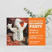 Kinder Halloween Party Invitation Ghost Boo Kaart (Staand voorkant)