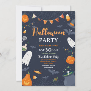 Kinder Halloween Party Pompoenen Geesten Vleermuiz Kaart